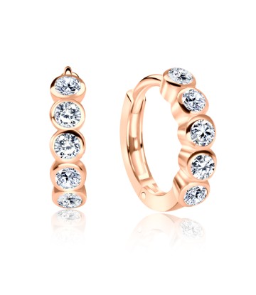 Rose Gold Plated CZ Silver Huggies Earring HO-1605-RO-GP